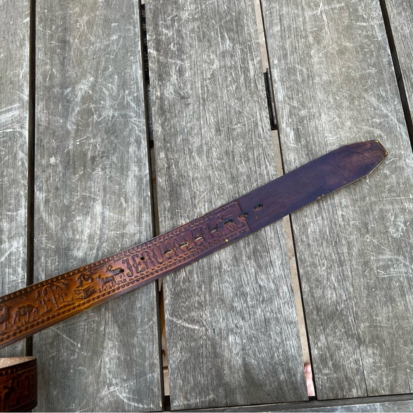 Vintage Jerusalem Holy Land Leather Tooled Belt - Picture 8 of 8
